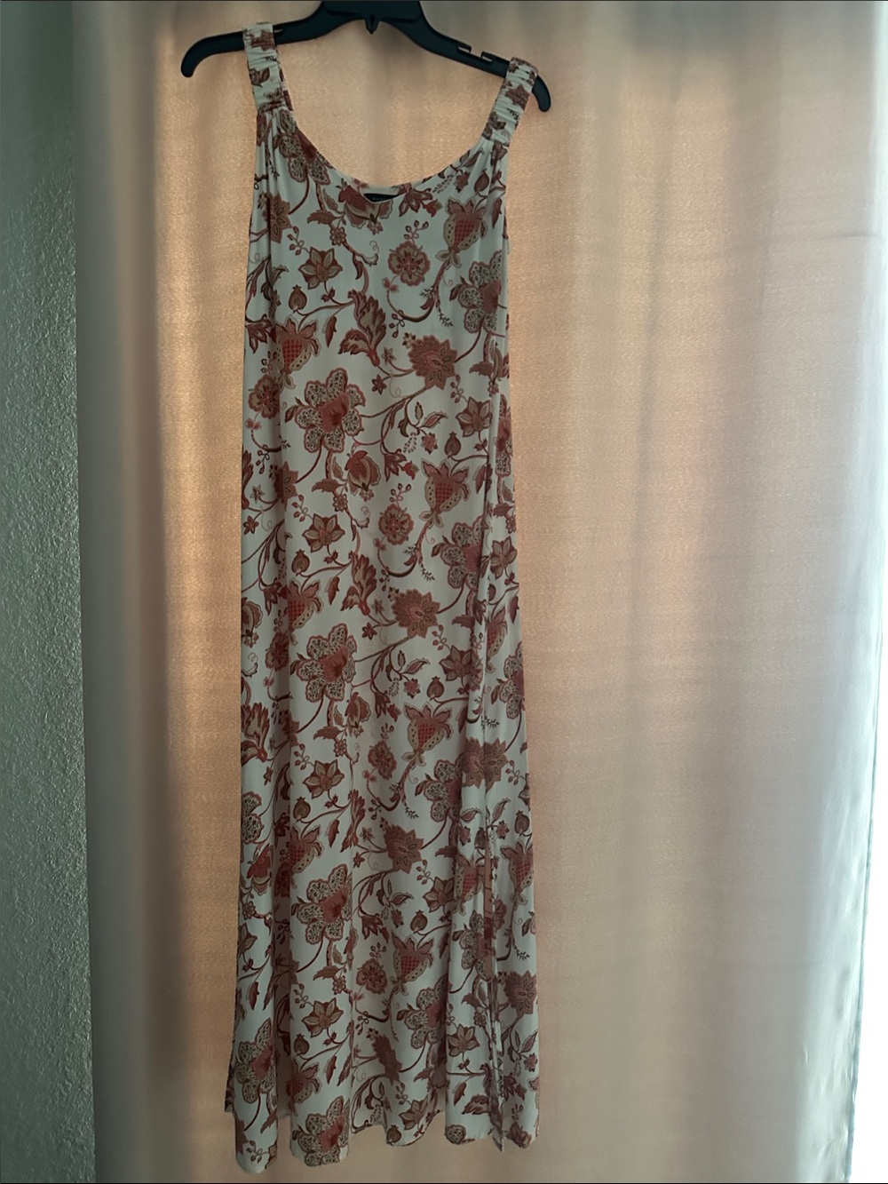 Halogen Cream Maxi Dress with Rust Floral Motif